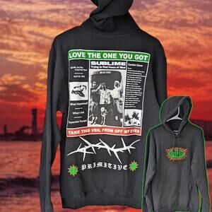 Primitive x Sublime Punk Metal Reggae Rock Band Black Streetwear Hoodie